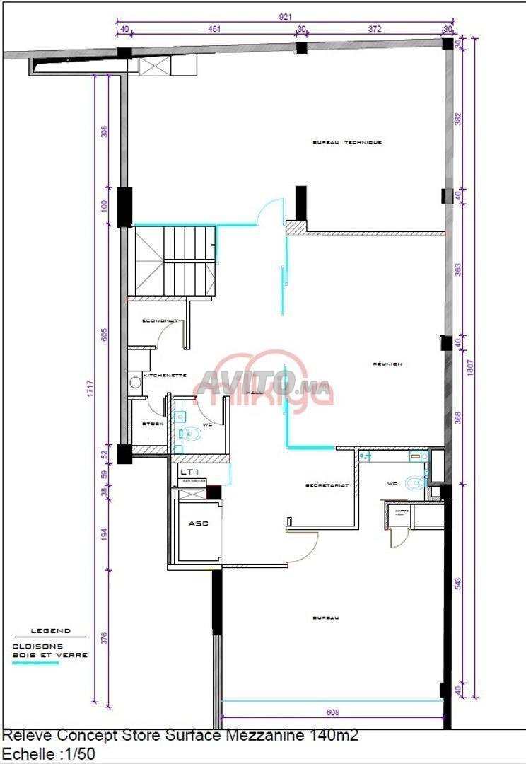 Location Local de 332 m2 à Casablanca