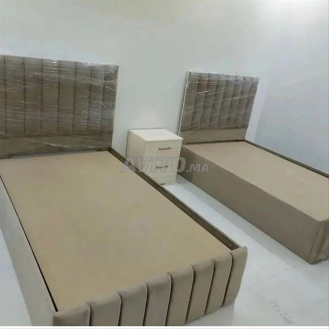 🛏️ 2 Lits Simples Table de Chevet – Neufs