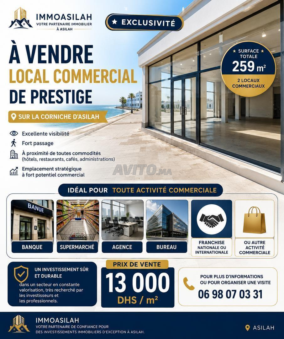 2 LOCAUX COMMERCIAUX À VENDRE CORNICHE D’ASILAH
