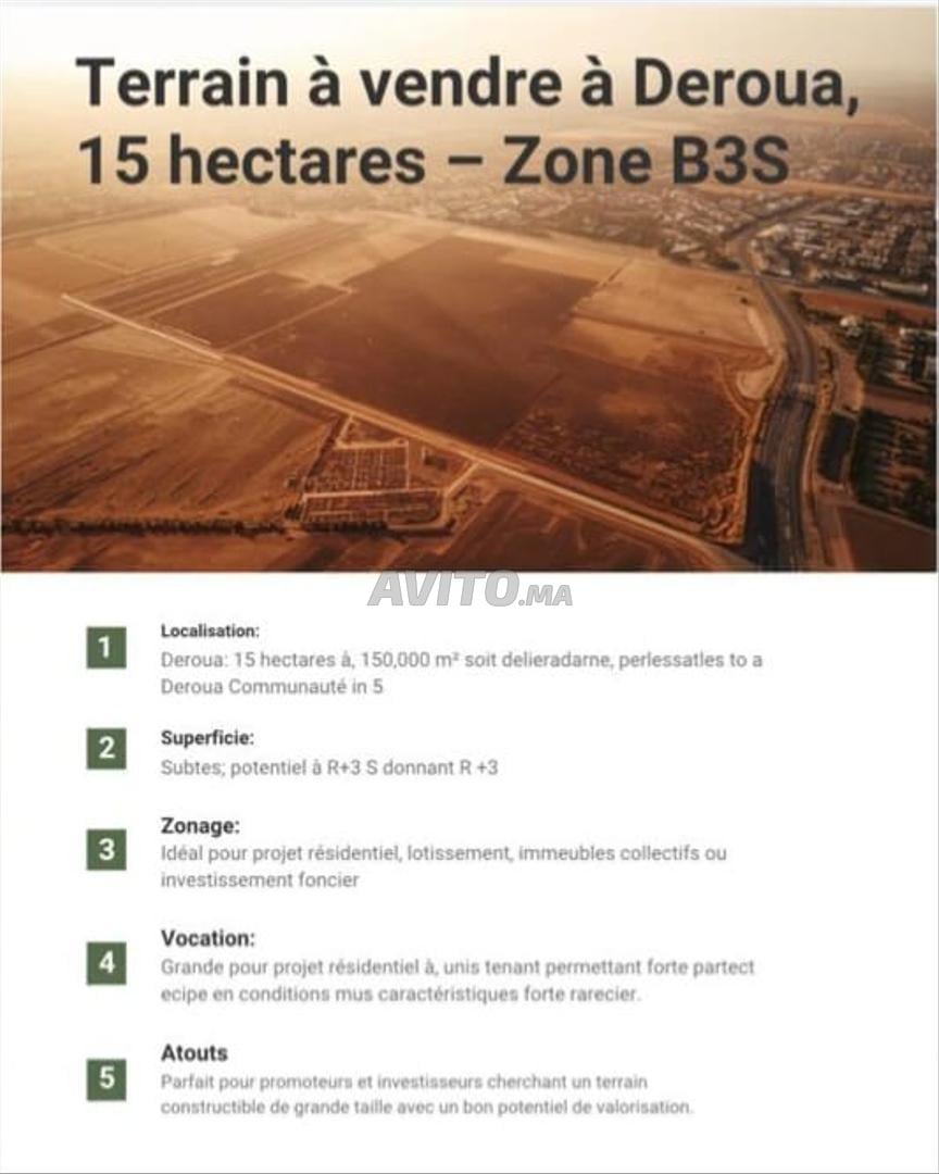 TERRAIN À VENDRE À DEROUA 15 HECTARES ZONE B3S