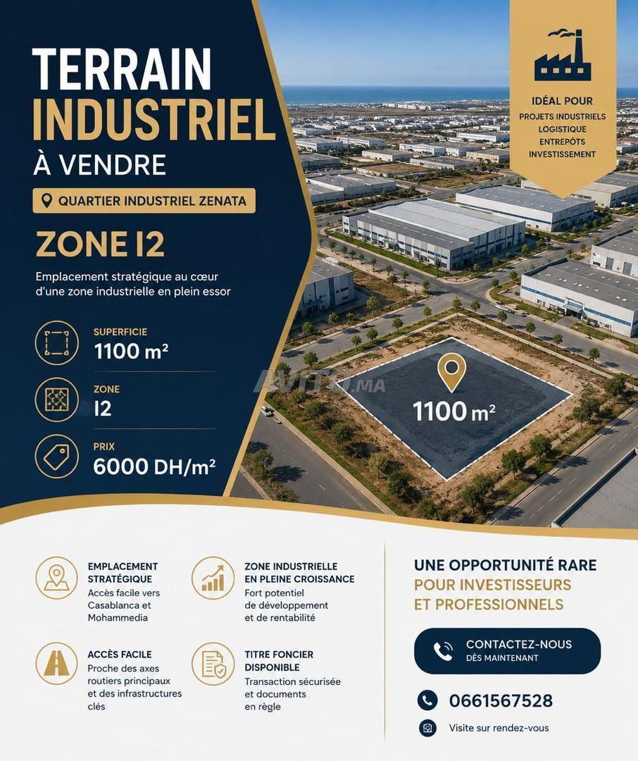 Terrain Indus à Vendre - 1100 m² - Zone I2 à Zenata