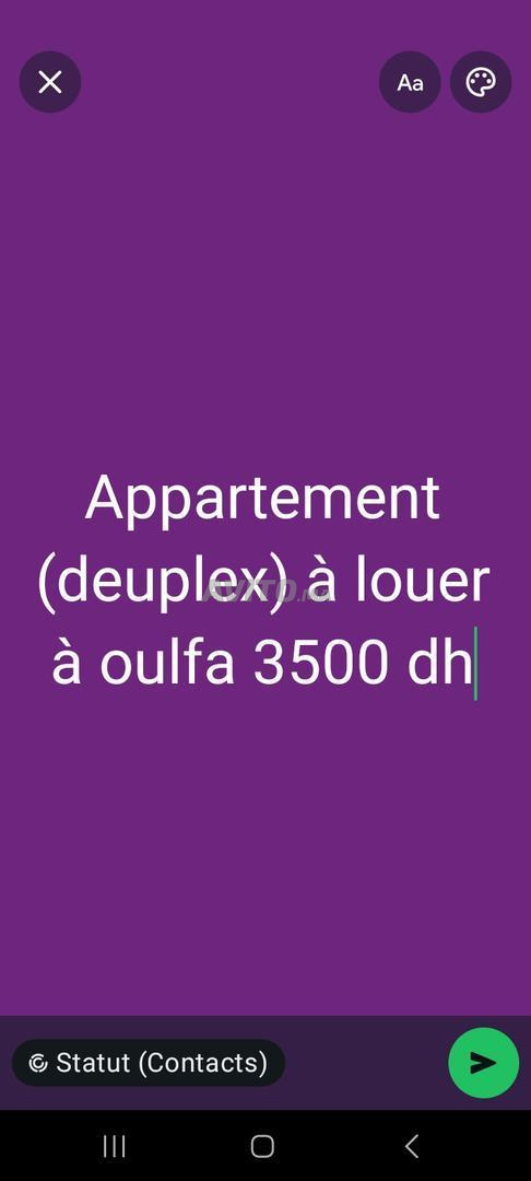 Appartement duplex à louer à zoubir oulfa