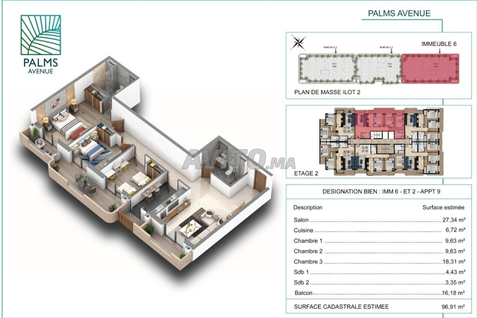 CESSION PROJET PALMS AVENUE DAR BOUAZZA