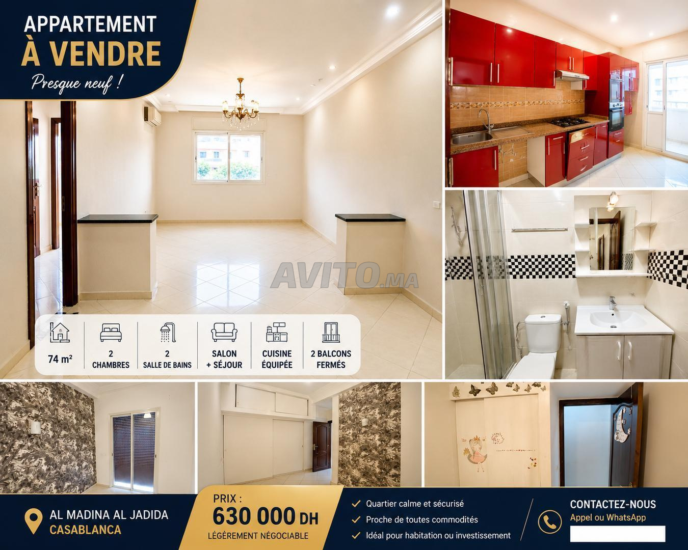 Almost new apartment for sale in Casablanca
