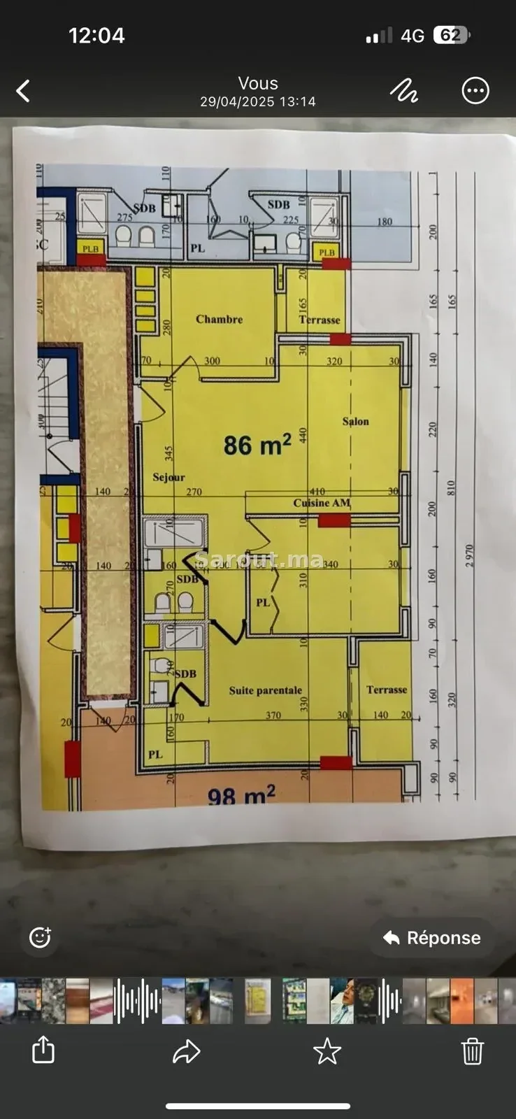 À VENDRE APPARTEMENT 3 CHAMBRES à Tanger 86 m²